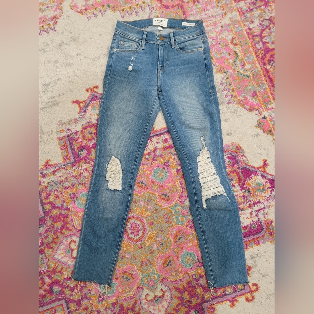 Frame Denim Stanwell Le Skinny de Jeanne Crop 23 Jeans Midrise USA